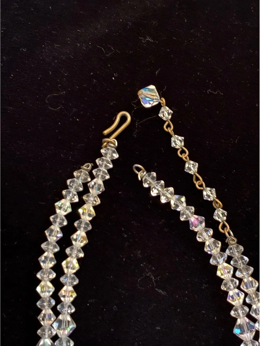 Vintage AB Crystal Bicone Glass Beads Broken Necklace For Repair Crafts